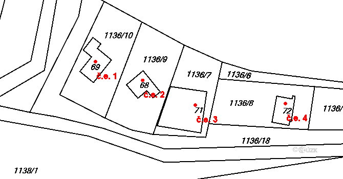 Ctiboř 3, Častrov na parcele st. 71 v KÚ Ctiboř u Častrova, Katastrální mapa
