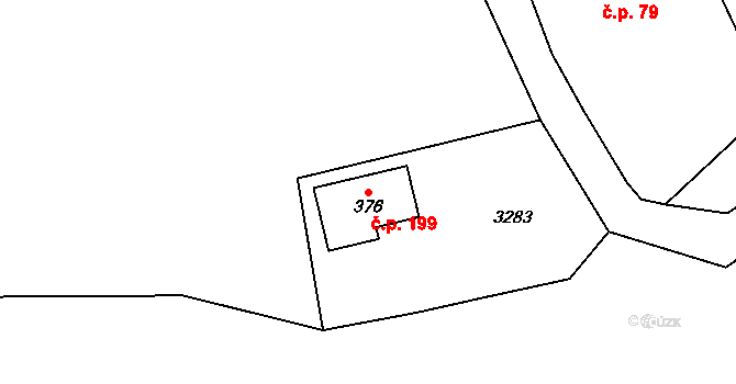 Dlouhá Ves 199, Rychnov nad Kněžnou na parcele st. 376 v KÚ Dlouhá Ves u Rychnova nad Kněžnou, Katastrální mapa
