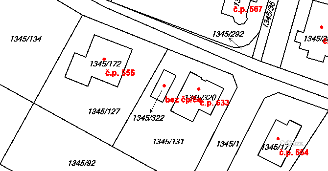 Litoměřice 93403976 na parcele st. 1345/322 v KÚ Pokratice, Katastrální mapa