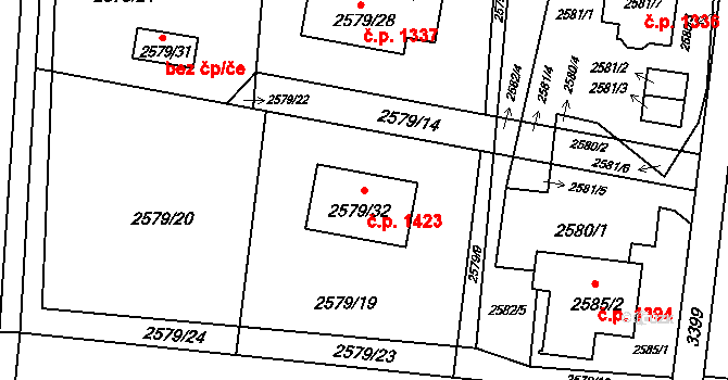 Poruba 1423, Orlová na parcele st. 2579/32 v KÚ Poruba u Orlové, Katastrální mapa