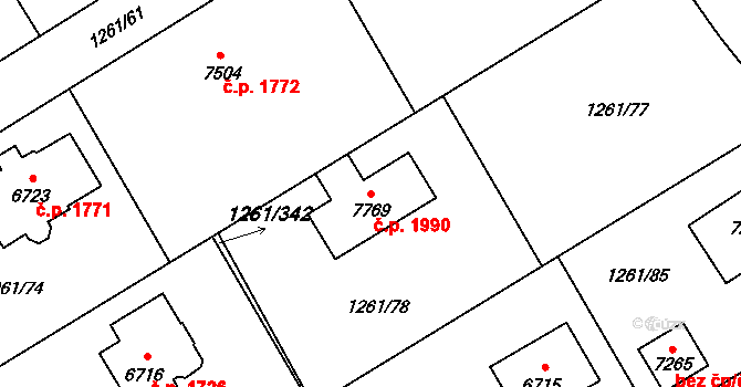 Beroun-Město 1990, Beroun na parcele st. 7769 v KÚ Beroun, Katastrální mapa