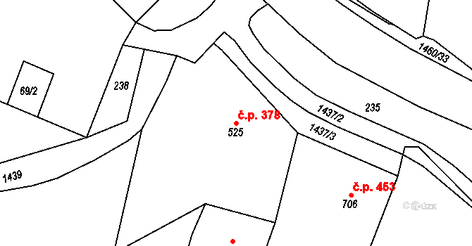 Doudleby nad Orlicí 378 na parcele st. 525 v KÚ Doudleby nad Orlicí, Katastrální mapa