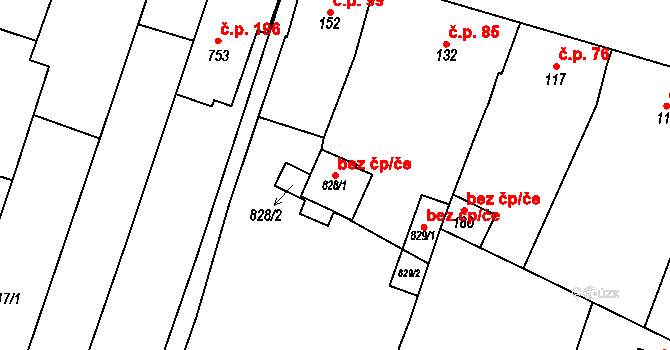 Míškovice 96962976 na parcele st. 828/1 v KÚ Míškovice, Katastrální mapa