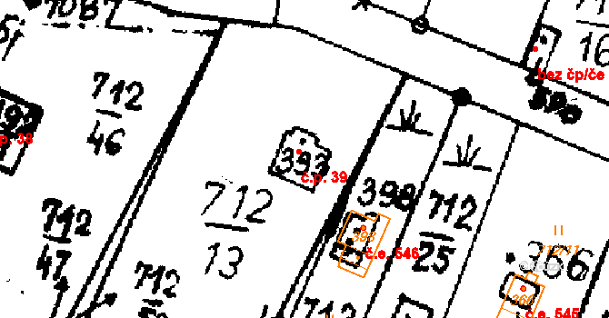 Brná 39, Potštejn na parcele st. 393 v KÚ Potštejn, Katastrální mapa