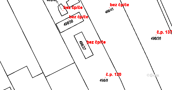 Rousínov 104976977 na parcele st. 498/37 v KÚ Vítovice, Katastrální mapa