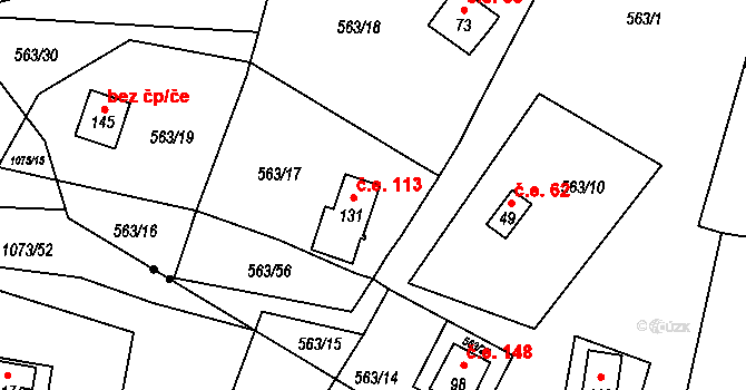 Pulovice 113, Šemnice na parcele st. 131 v KÚ Pulovice, Katastrální mapa