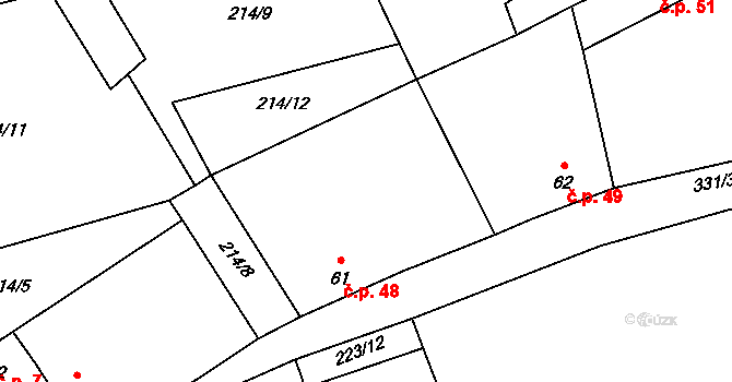 Drnov 48, Žižice na parcele st. 61 v KÚ Drnov, Katastrální mapa