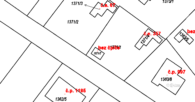 Praha 147137977 na parcele st. 1371/7 v KÚ Klánovice, Katastrální mapa