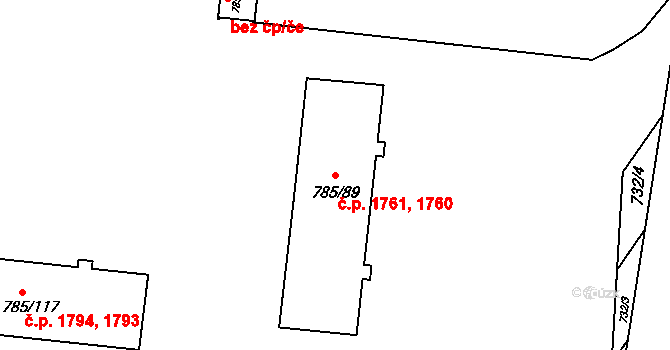 Boskovice 1760,1761 na parcele st. 785/89 v KÚ Boskovice, Katastrální mapa