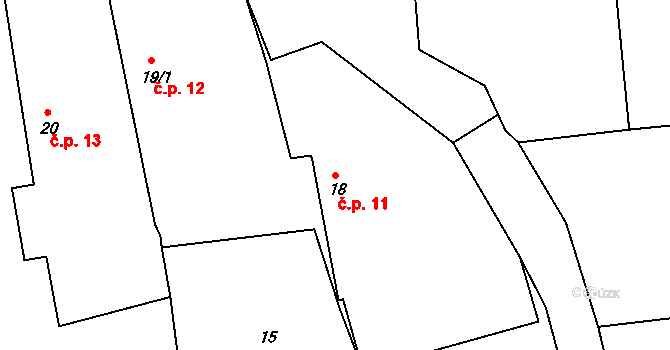 Ohrazenice 11, Volenice na parcele st. 18 v KÚ Ohrazenice u Tažovic, Katastrální mapa