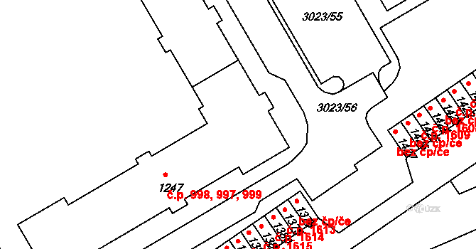 Mařatice 997,998,999, Uherské Hradiště na parcele st. 1247 v KÚ Mařatice, Katastrální mapa