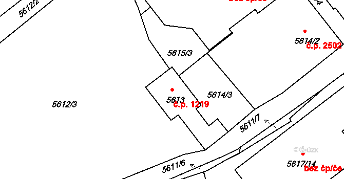 Tábor 1219 na parcele st. 5613 v KÚ Tábor, Katastrální mapa