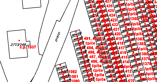 Pelhřimov 489,494 na parcele st. 2694/264 v KÚ Pelhřimov, Katastrální mapa