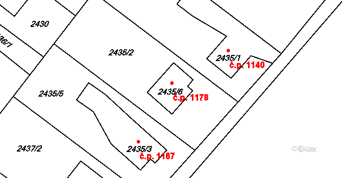 Šenov 1178 na parcele st. 2435/6 v KÚ Šenov u Ostravy, Katastrální mapa