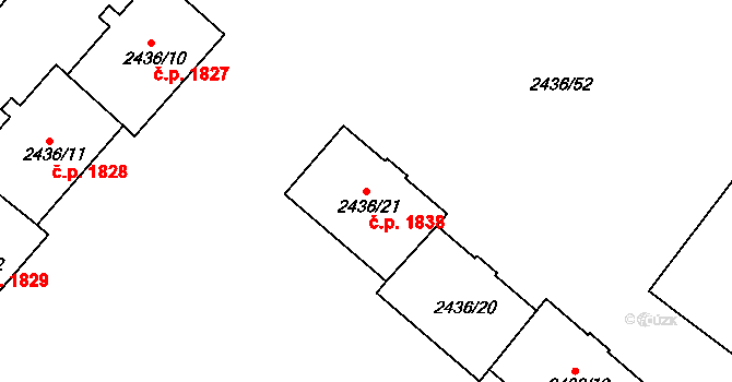 Sokolov 1838 na parcele st. 2436/21 v KÚ Sokolov, Katastrální mapa