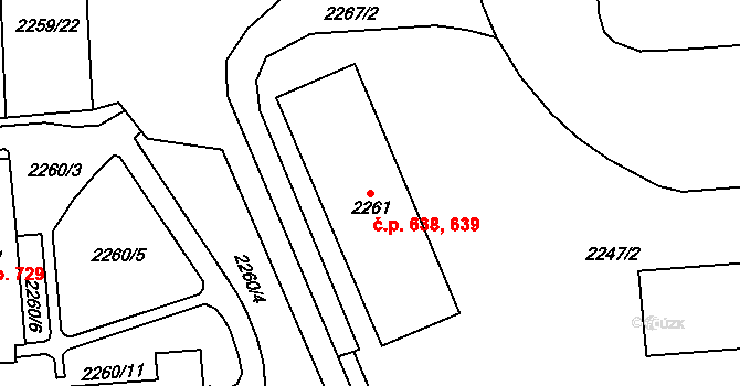 Chodov 638,639 na parcele st. 2261 v KÚ Dolní Chodov, Katastrální mapa