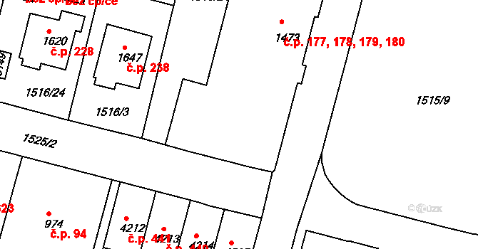 Kryblice 177,178,179,180, Trutnov na parcele st. 1473 v KÚ Trutnov, Katastrální mapa