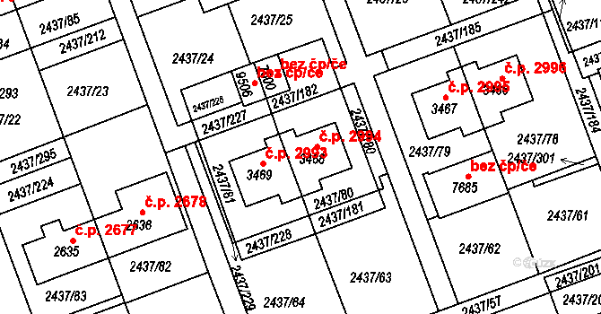 Hodonín 2994 na parcele st. 3468 v KÚ Hodonín, Katastrální mapa