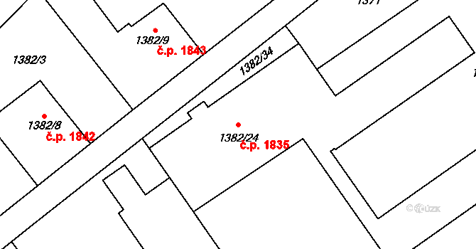 Fryštát 1835, Karviná na parcele st. 1382/24 v KÚ Karviná-město, Katastrální mapa