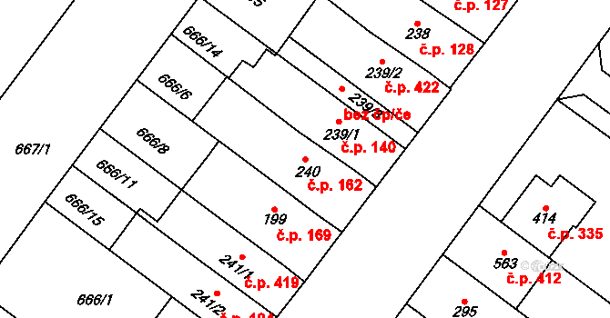 Držovice 162 na parcele st. 240 v KÚ Držovice na Moravě, Katastrální mapa