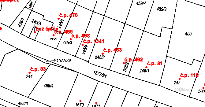 Litovel 463 na parcele st. 246/3 v KÚ Litovel, Katastrální mapa