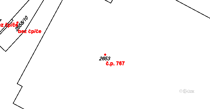 Děčín I-Děčín 767, Děčín na parcele st. 2653 v KÚ Děčín, Katastrální mapa