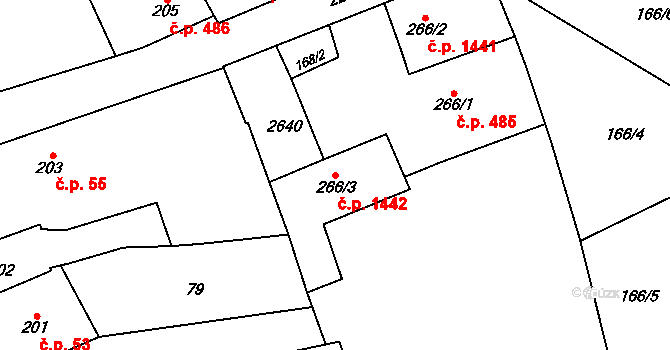 Uničov 1442 na parcele st. 266/3 v KÚ Uničov, Katastrální mapa