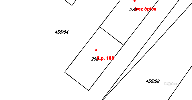 Lužany 168 na parcele st. 269 v KÚ Lužany u Přeštic, Katastrální mapa
