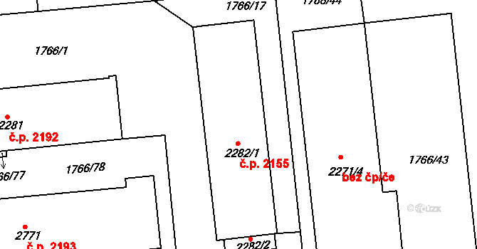 Předměstí 2155, Svitavy na parcele st. 2282/1 v KÚ Svitavy-předměstí, Katastrální mapa