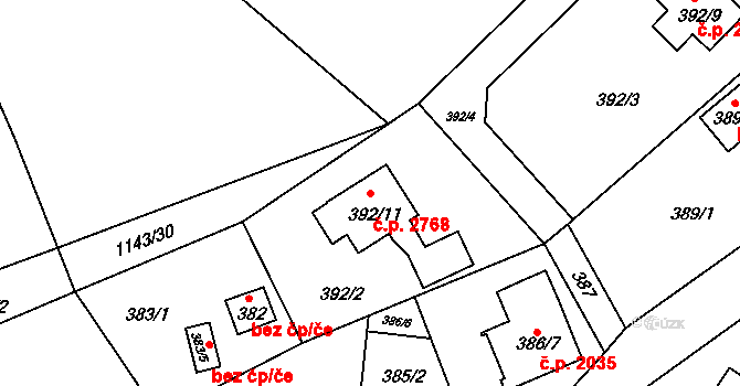 Rožnov pod Radhoštěm 2768 na parcele st. 392/11 v KÚ Tylovice, Katastrální mapa