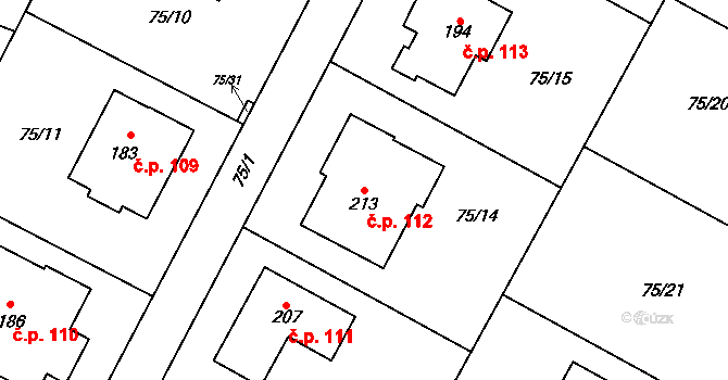 Noutonice 112, Lichoceves na parcele st. 213 v KÚ Noutonice, Katastrální mapa