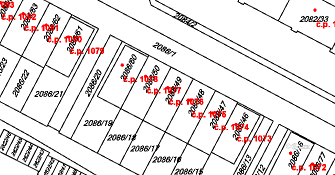 Jemnice 1076 na parcele st. 2086/49 v KÚ Jemnice, Katastrální mapa