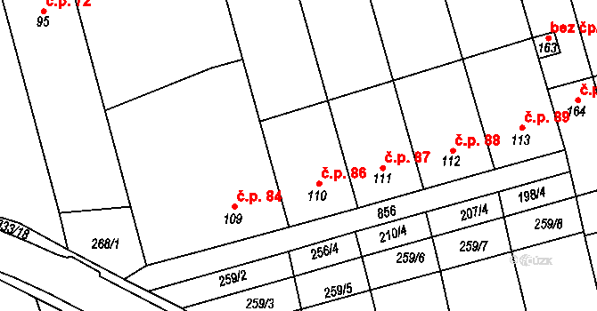 Heroltice 86, Hoštice-Heroltice na parcele st. 110 v KÚ Heroltice, Katastrální mapa