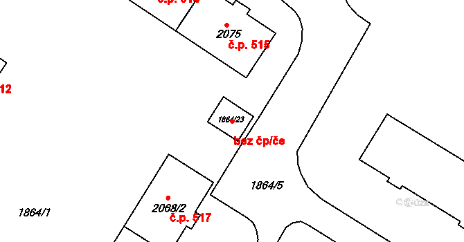 Hrušovany u Brna 39847977 na parcele st. 1864/23 v KÚ Hrušovany u Brna, Katastrální mapa