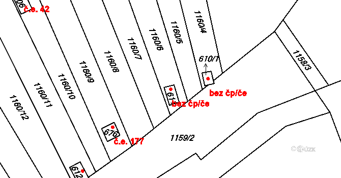 Zlín 41188977 na parcele st. 611 v KÚ Kudlov, Katastrální mapa