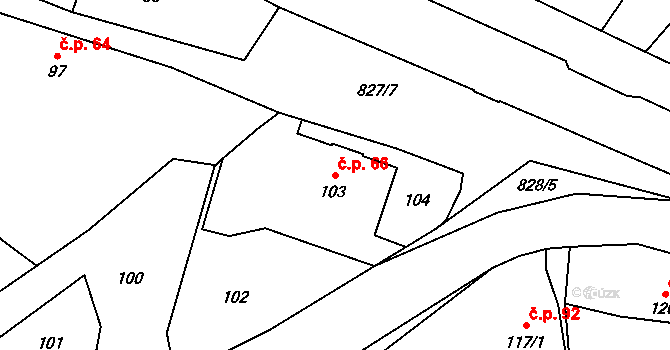 Neplachovice 66 na parcele st. 103 v KÚ Neplachovice, Katastrální mapa