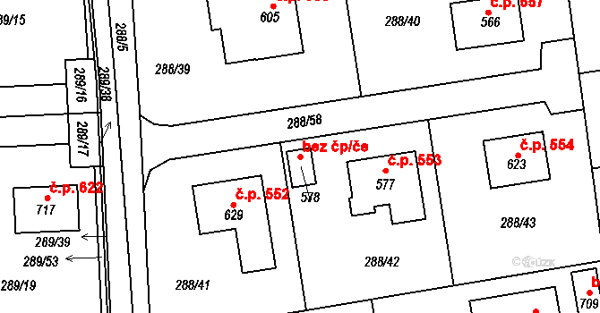 Vysoká nad Labem 43439977 na parcele st. 578 v KÚ Vysoká nad Labem, Katastrální mapa