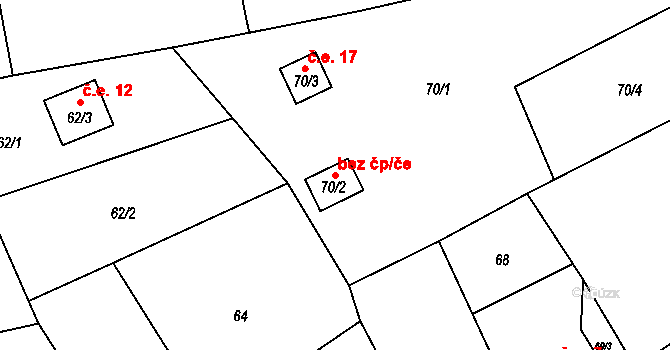 Bohumín 43555977 na parcele st. 70/2 v KÚ Vrbice nad Odrou, Katastrální mapa