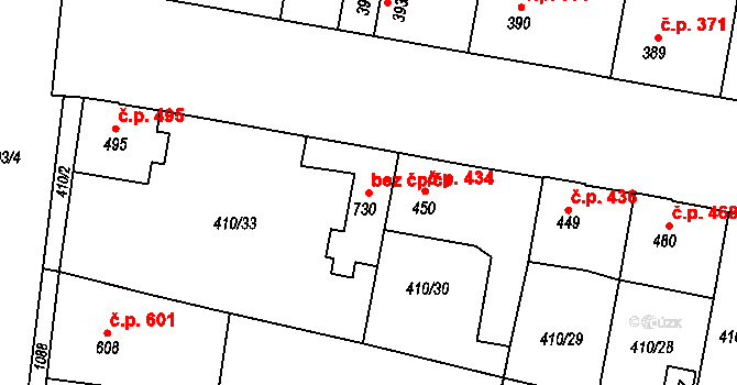 Velký Osek 46089977 na parcele st. 730 v KÚ Velký Osek, Katastrální mapa