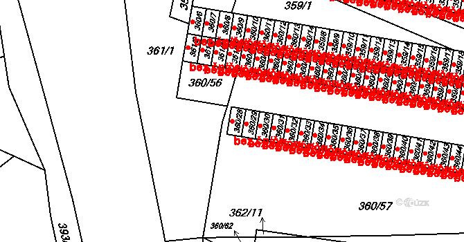 Rousínov 49706977 na parcele st. 360/28 v KÚ Rousínov u Vyškova, Katastrální mapa