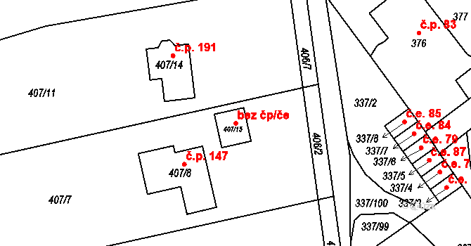 Velké Březno 49816977 na parcele st. 407/15 v KÚ Valtířov nad Labem, Katastrální mapa