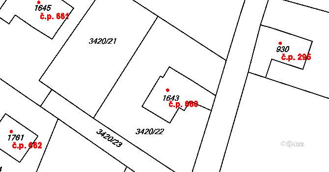 Cvikov II 660, Cvikov na parcele st. 1643 v KÚ Cvikov, Katastrální mapa