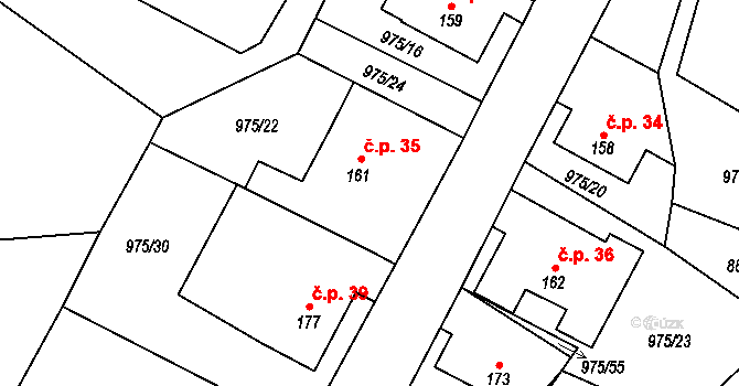 Vranov 35, Ctětín na parcele st. 161 v KÚ Ctětín, Katastrální mapa