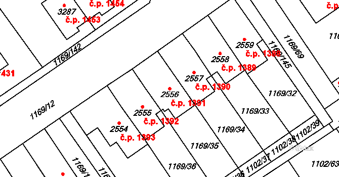 Hlinsko 1391 na parcele st. 2556 v KÚ Hlinsko v Čechách, Katastrální mapa