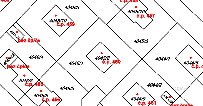 Choceňské Předměstí 460, Vysoké Mýto na parcele st. 4045/8 v KÚ Vysoké Mýto, Katastrální mapa