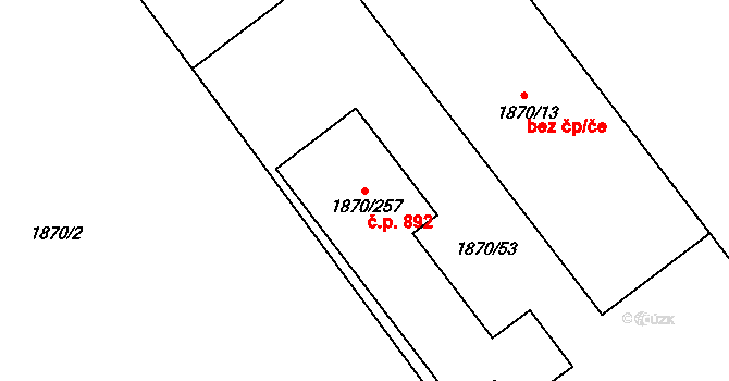 Chrlice 892, Brno na parcele st. 1870/257 v KÚ Chrlice, Katastrální mapa