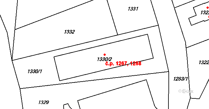 Moravský Krumlov 1267,1268 na parcele st. 1330/2 v KÚ Moravský Krumlov, Katastrální mapa
