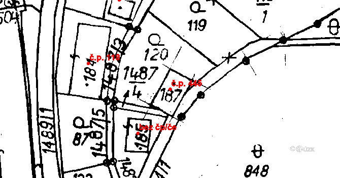 Jeřmanice 445 na parcele st. 187 v KÚ Jeřmanice, Katastrální mapa