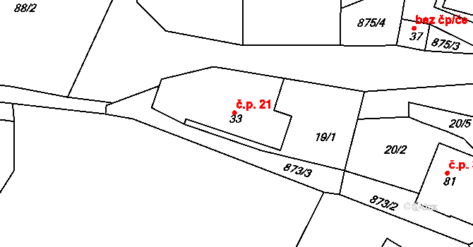 Svinná 21, Skuhrov nad Bělou na parcele st. 33 v KÚ Svinná u Brocné, Katastrální mapa