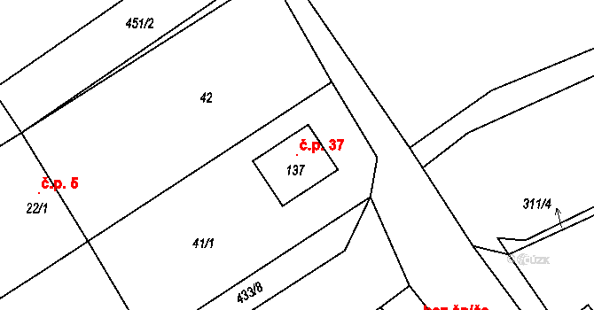 Stroupeč 37, Žiželice na parcele st. 137 v KÚ Stroupeč, Katastrální mapa